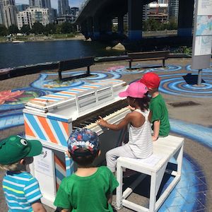 Pianos at the ferry stop